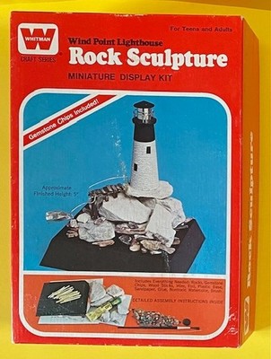 RACINE WISCONSIN WIND POINT LIGHTHOUSE ROCK SCULPTUREMINIATURE DISPLAY KIT 1974