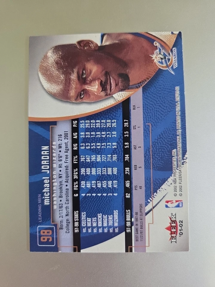 2001-02 E-X #98 Michael Jordan Washington Wizards - Image 2 of 2