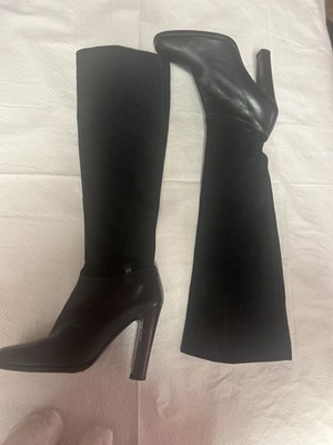 MAXMARA  Stretch  High-Heel Knee High Boots Black Suede 6 1/5