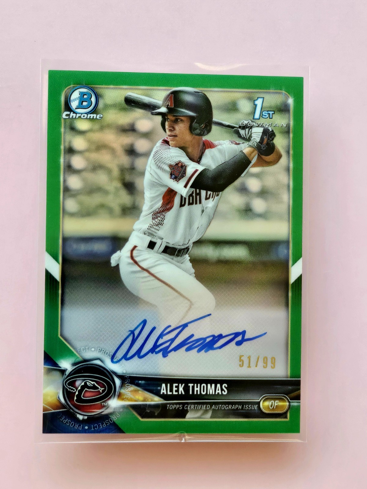 ALEK THOMAS 2018 Bowman Chrome Draft 1st Green Refractor #CDA-AT AUTO /99