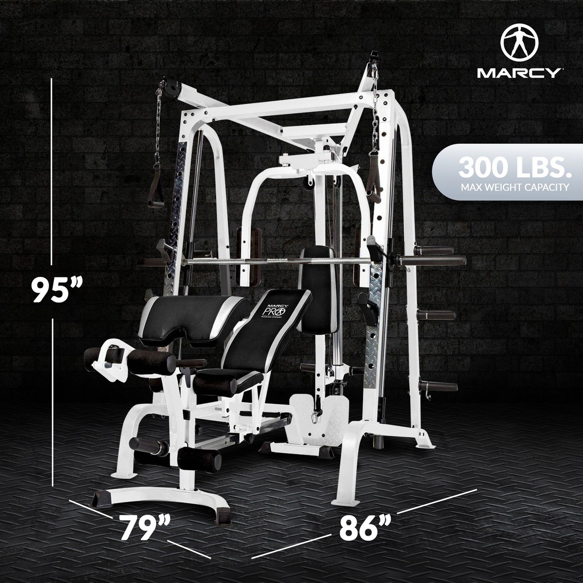 m　904050 ホワイトケージ Marcy MD5139 Diamond Smith Cage Total Body Workout Machine - White