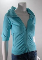 Neiman Marcus Short Sleeve 100% Cotton Teal Zip Up Hooded Jacket Sz Xs Neiman Marcus Short Sleeve 100% Cotton Teal Zip Up Hooded Jacket Sz Xs