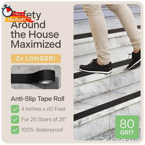 - Value Pack - Heavy Duty anti Slip Grip Tape - 4" X 60 FT Non-Slip Tape, Indoor - Picture 2 of 12