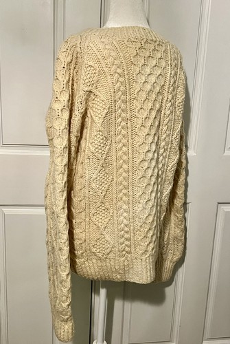 Vintage Ivory Loch Garman Irish Cable Fisherman's Sweater Wool Large Ireland - Picture 3 of 5