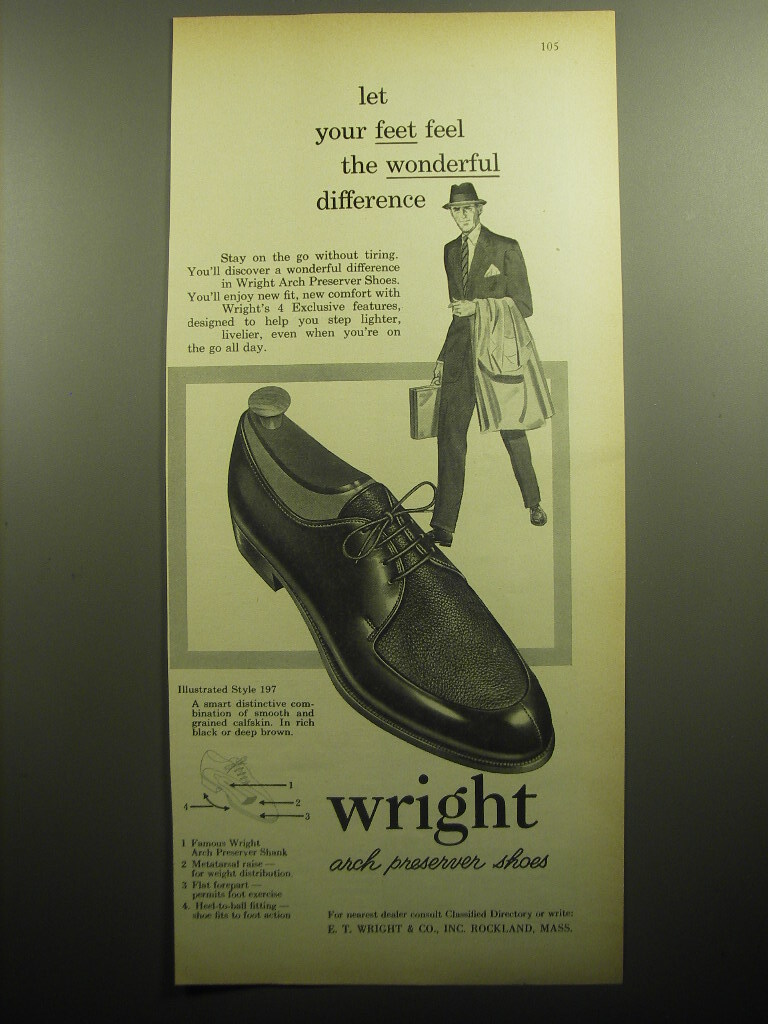 1958 Wright Arch Preserver Shoes Style 197 Ad - Let your 1958 Wright Arch Preserver Shoes Style 197 Ad - Let your