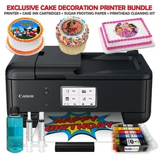 Canon Cake Topper Image Printer, Edible Ink Cartridges, 12 Sugar Sheets Bundle