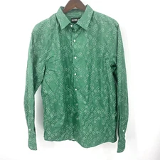 Costume Agent Button Down Shirt Mens Size Medium Green Circular Preppy Core