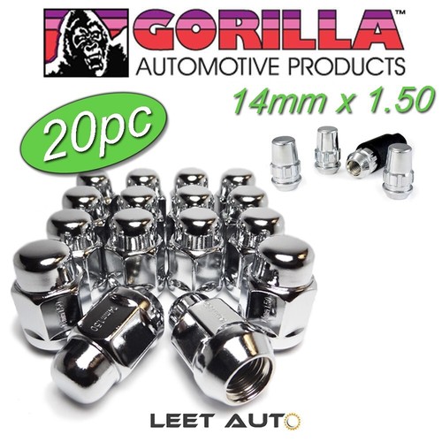 (20pc.) Gorilla Lug Nuts + Wheel Locks, 14mm x 1.50, Bulge Acorn