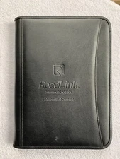 Leed’s Portfolio Padfolio Notebook Cover Black Faux Leather Zip Around Roadlink