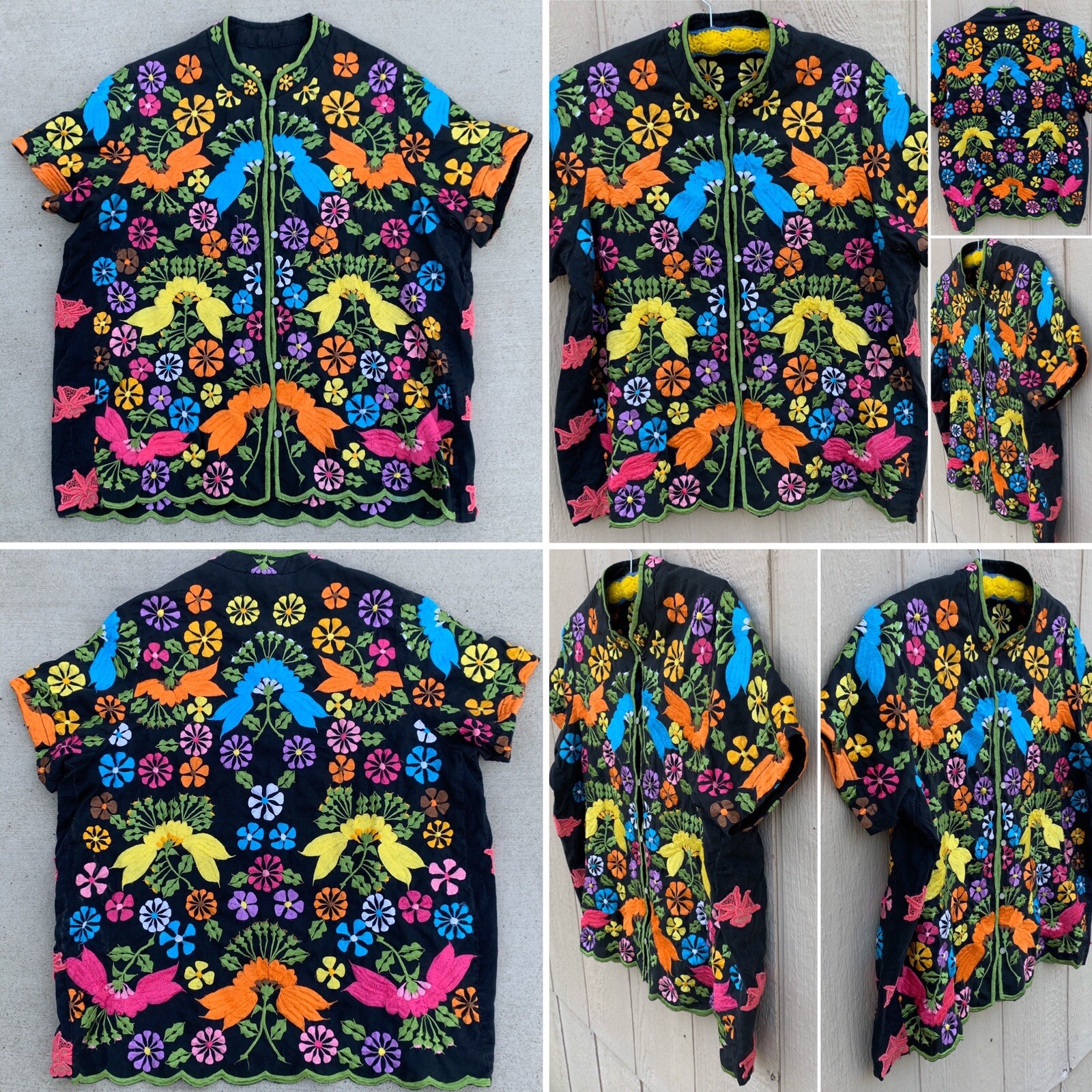 Vintage Embroidered Blouse Top Short Sleeve Manda… - image 1