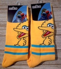 Big Bird Sesame Street Men's Crew Size 8-12 Socks Cartoon 2 Pair