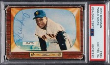 WILLIE MAYS VINTAGE N.Y. GIANTS SIGNED AUTO AUTOGRAPH 1955 BOWMAN #184 PSA/DNA
