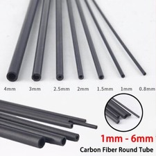 Black Carbon Fiber Rod Dia 1mm- 6mm Hollow Round Tube Bar Shaft For RC Airplane