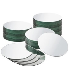 30 Pieces Round Glass Mirror Tiles 6 Inch Round Mirror Trays Frameless Glass Mir