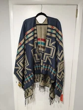 Urban CoCo Shawl Poncho Wrap Cape Reversible Fringe Tassel Aztec Western