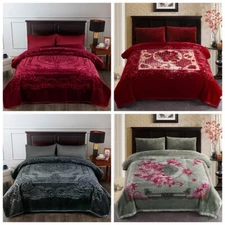 Embossed Luxury Mink Blanket Korean Fleece Plush Bed Blankets Quilt 85x95'' 9LBs