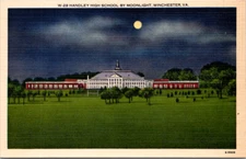 Vintage Postcard Handley High School By Moonlight Winchester Virginia