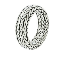 New Hand Made Solid Real 925 Sterling Silver 7 mm Wide Woven Braided Band Ring