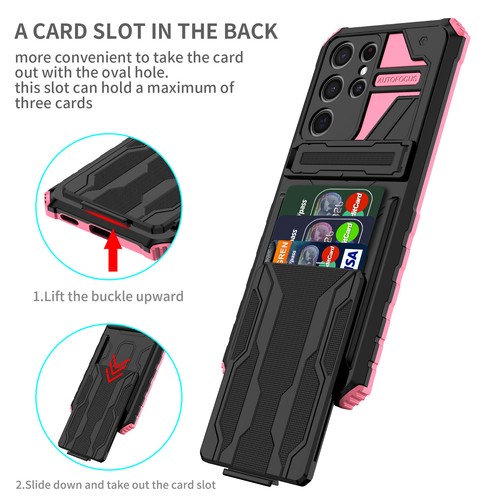 Armor Kickstand Card Holder Rugged Phone Case For Samsung Galaxy S24 S23 S22 S21 - Zdjęcie 39 z 64