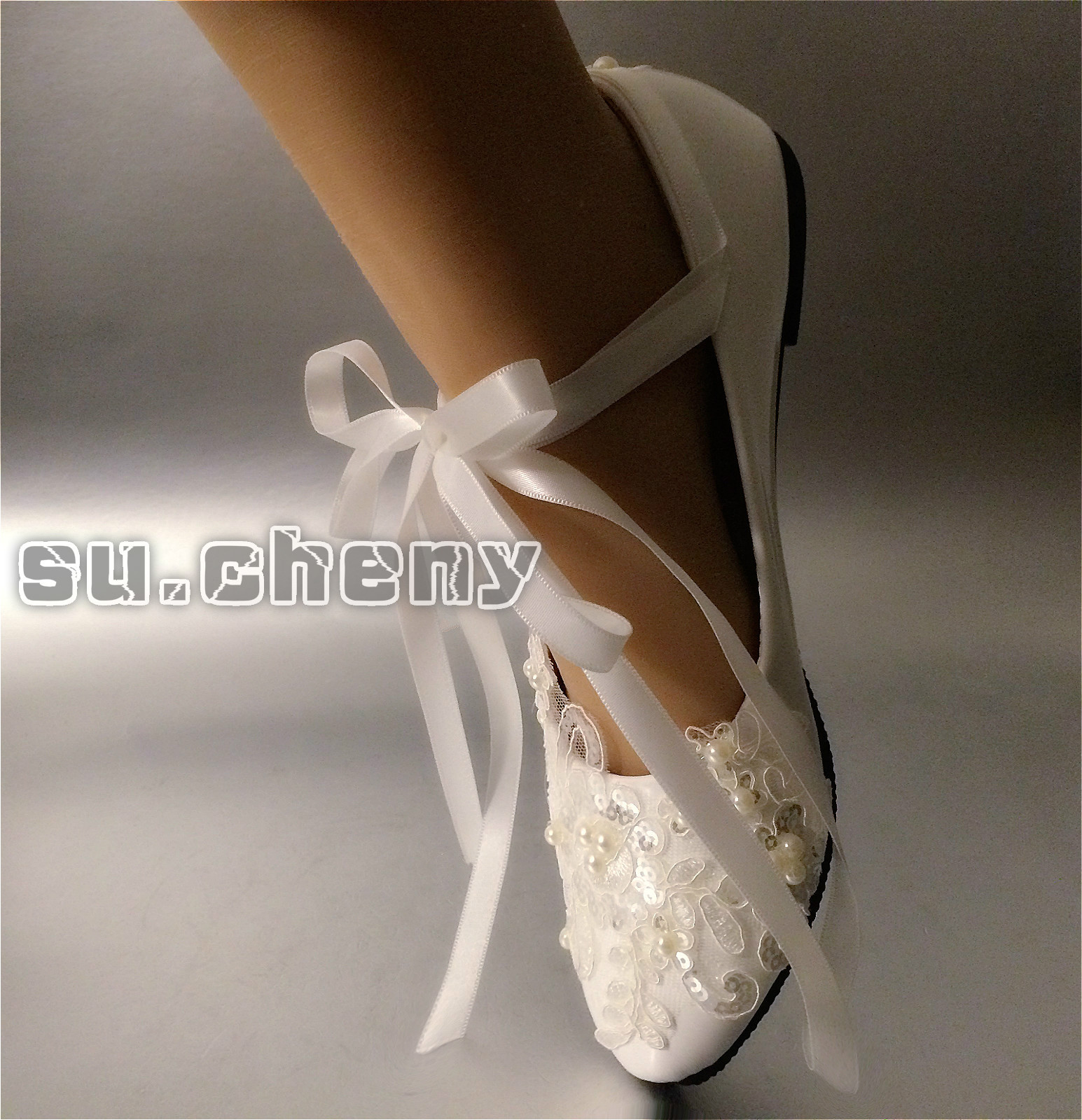 Zapatos De Novia Con Lazo De Perlas Color Marfil Talla 5-13
