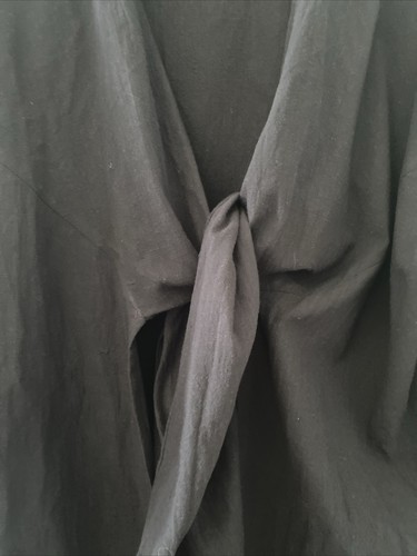 ZARA Black Cotton 3/4 Tie Front Dress Kaftan Beach Cover-up Size M - L - Picture 3 of 10