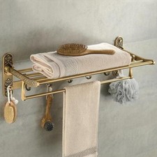 Aluminum Foldable Antique Brass Bath Towel Rack Active Bathroom Towel Holder Dou