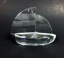 NEW OLEG CASSINI CRYSTAL CUT GLASS SAIL BOAT PAPER WEIGHT 3914 + BOX