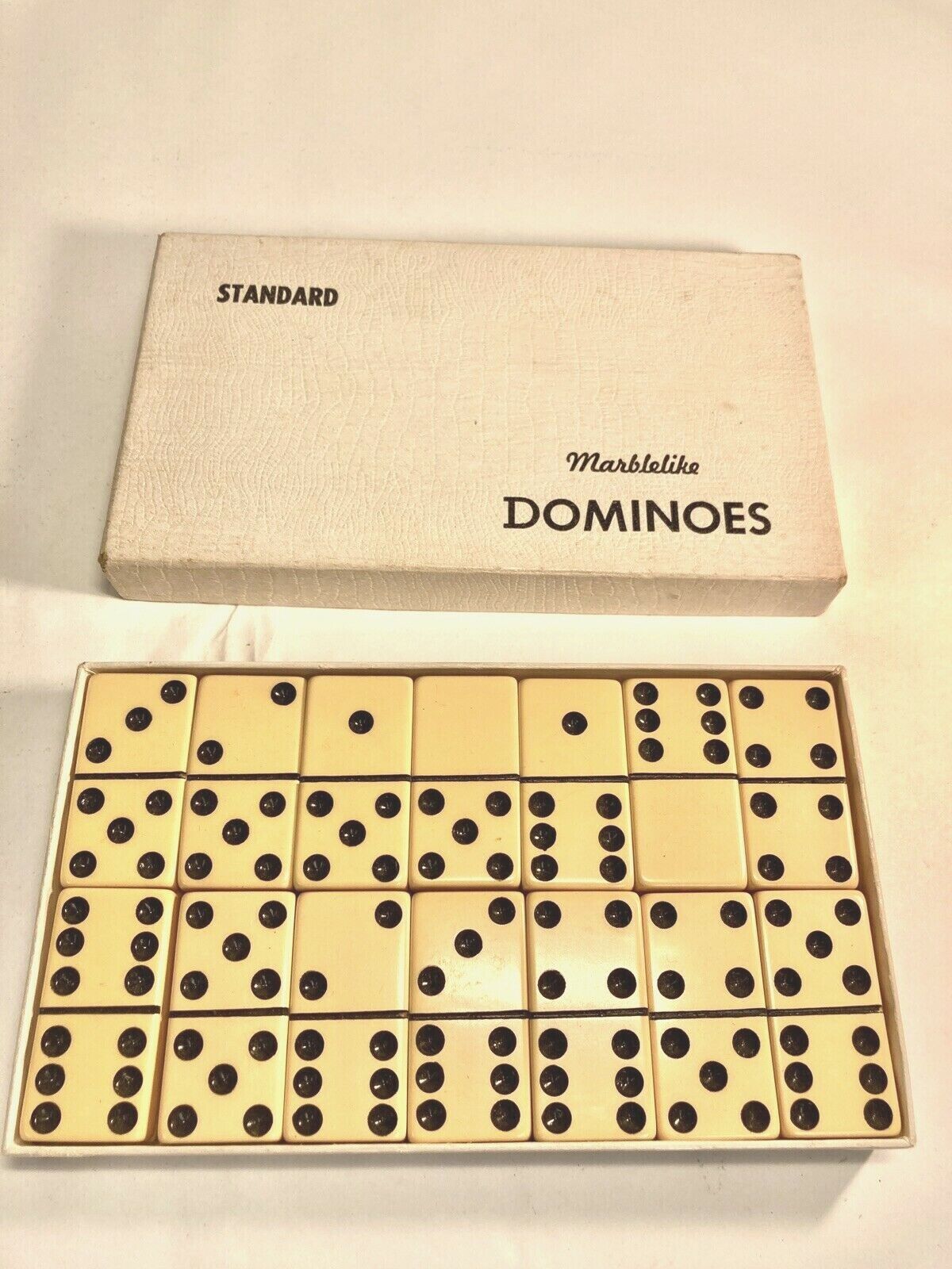Bakelite Marblelike Domino's Set in Original Box B2-36