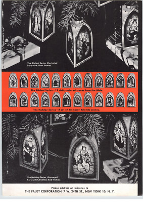 1956 PAPER AD 4 PG Faust Corp Cathedral Lights Christmas Tree Ornaments
