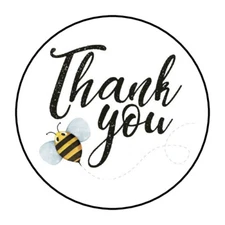 30 1.5" THANK YOU BEE ROUND STICKERS ENVELOPE SEALS FAVOR LABELS
