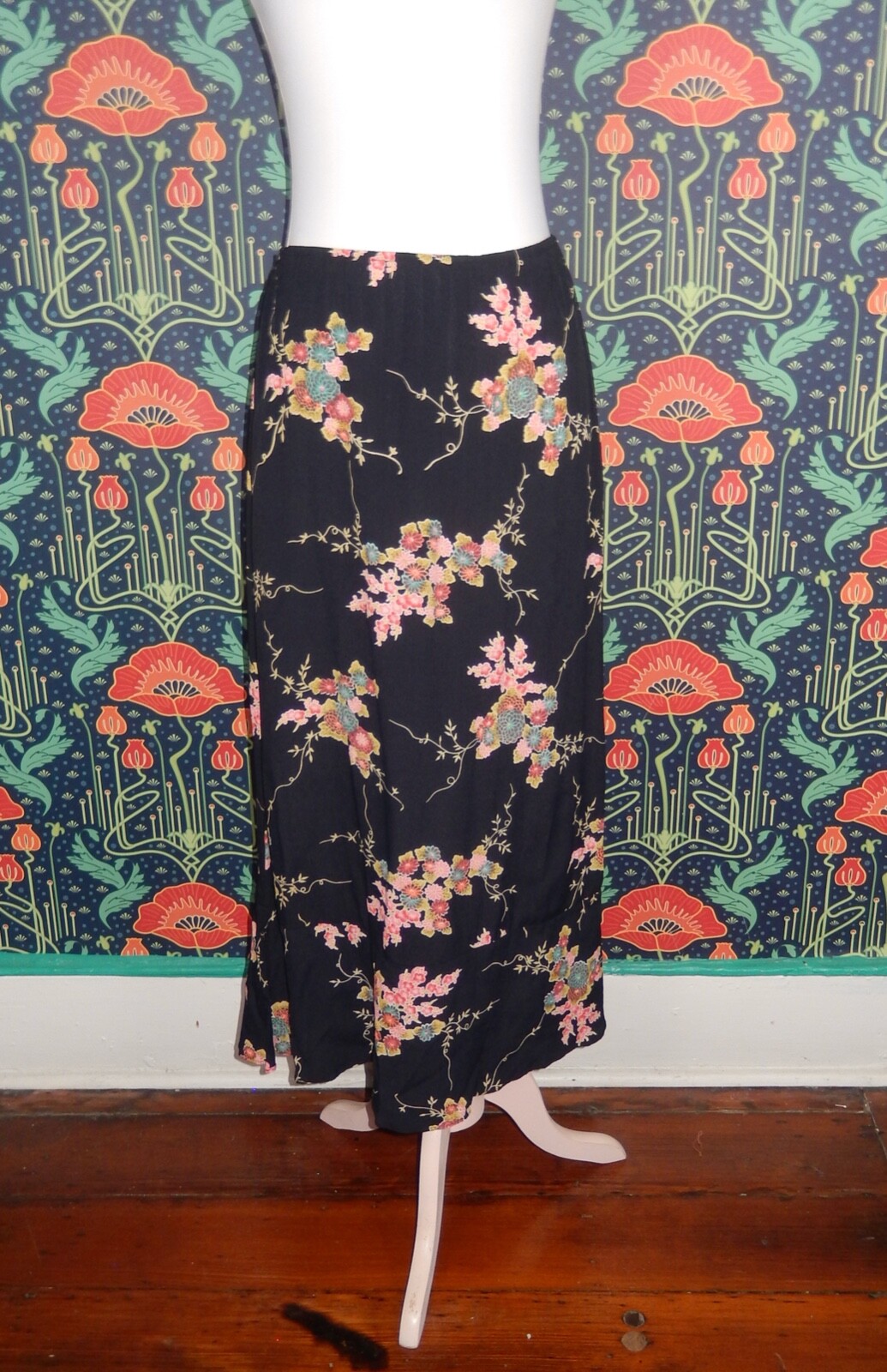 Vintage 90's Y2K Zoe Chinoiserie Print Rayon Long… - image 1