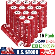 16pcs 14500 3.7V 2800mAH Lithium Li-ion Rechargeable Battery Batteries +Case USA