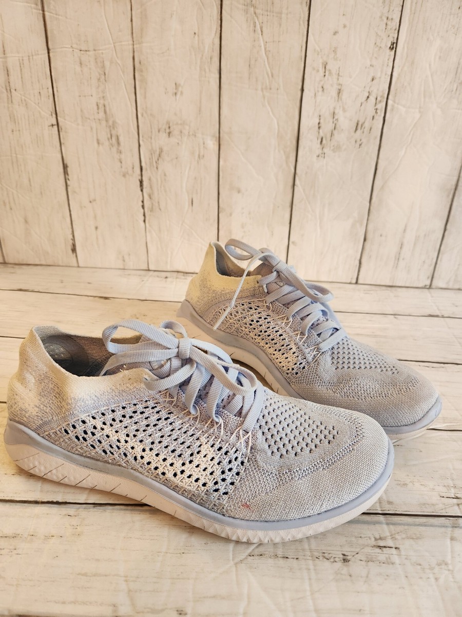 NICE NIKE FREE RN FLYKNIT RUNNING SHOES SIZE BABY BLUE AND WHITE