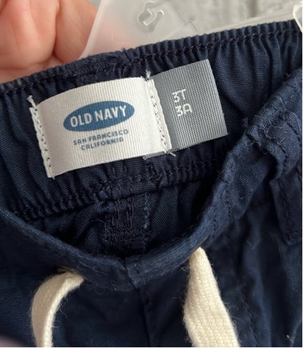 Pantalones cargo nuevos con etiquetas para niños bebé algodón azul marino antiguo con cordones en azul marino talla 3T - Imagen 3 de 5