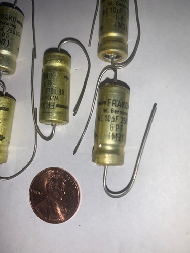 FRAKO 250 Volt 10uF Electrolytic Cap’s Axial GPF (N8) Quantity Of (5) New - Picture 5 of 12
