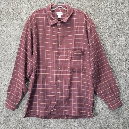 Vintage Picante! Men's Button Up Long Sleeve Shirt Red Medium