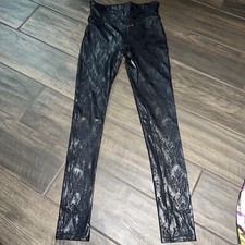 Spanx Leggings Womens Extra Small Black Faux Leather Stretch Pull On Print