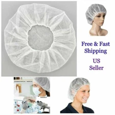 25 pcs Disposable Hair Net Cap White Bouffant Stretch Head Cover Cap US Seller