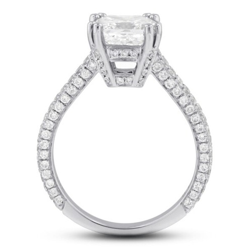 3.0 CTW NATURAL DIAMOND F/VS1 PRINCESS CUT 18K WHITE GOLD SPLIT-BAND ACCENT RING - Picture 13 of 17