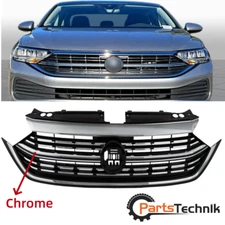 Front Bumper Chrome & Black Upper Grille Fit 2022 2023 2024 Vw Volkswagen Jetta