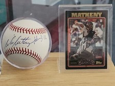 MIKE MATHENY SIGNED autograph MLB BASEBALL & Card W- Display-MCM