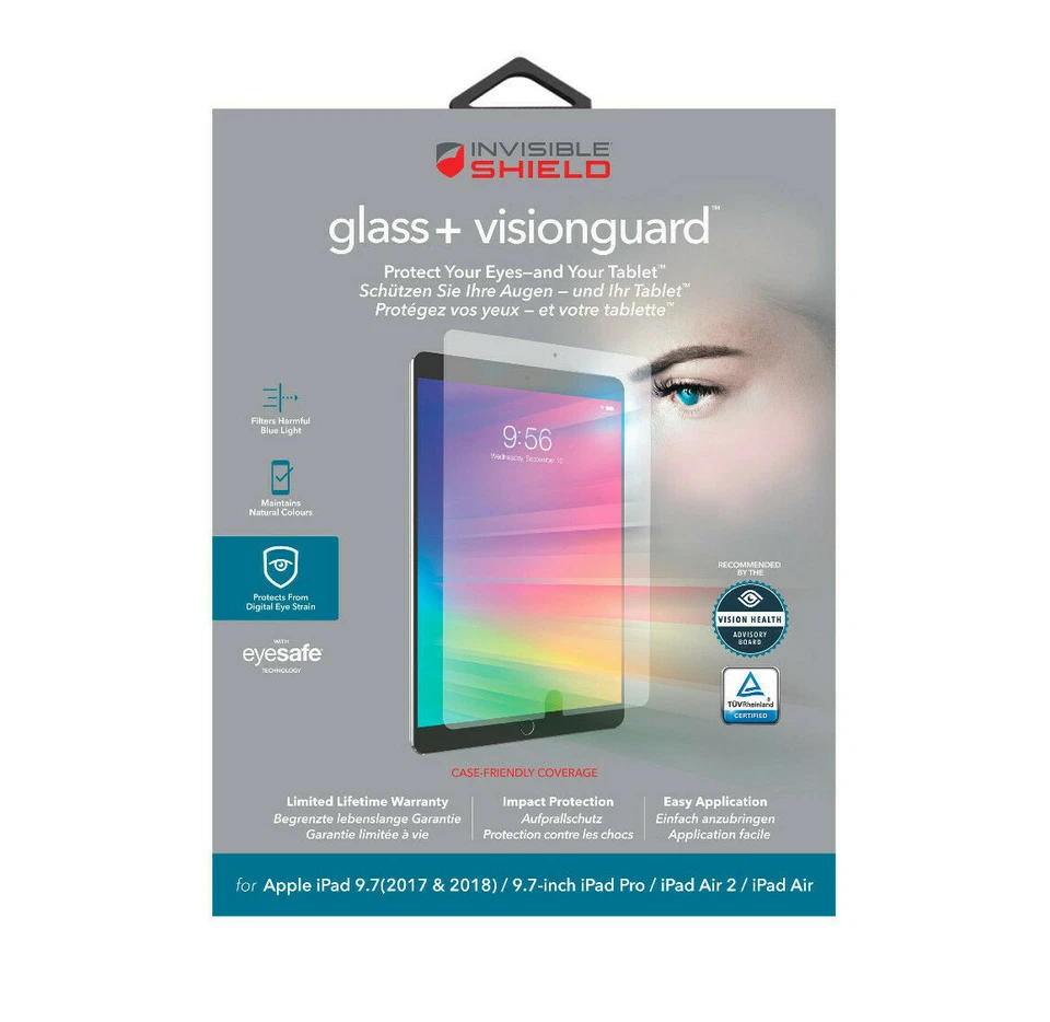 Zagg iPad 9.7 2017-2018, Air & Air 2, Pro 9.7 invisibleSHIELD Glass+ VisionGuard - Image 2 of 4