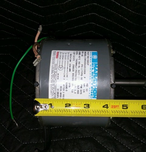 Marathon Electric Motor Part No- 5001C, ZWK48A1101240A P, 1/4HP 900-1075RPM 460V - Picture 8 of 9