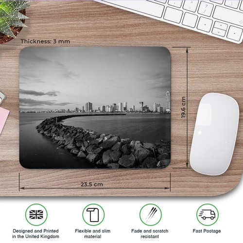 Rectangle Mouse Mat BW - Manila Bay Skyline Philippines Sea #43178 - 第 2/8 張圖片