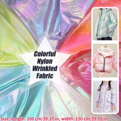 Thin Nylon Down Jacket Fabric Crepe Iridescent Gradient Laser for Garments