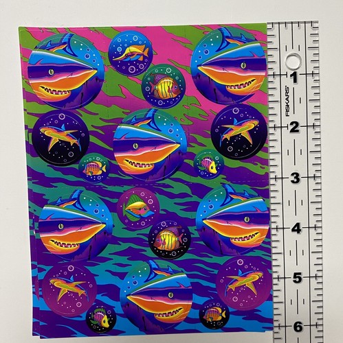 Lisa Frank Stickers~Complete Sheets~Vintage~S218~Sharks~Fish~Ocean~18 stickers - Picture 2 of 6