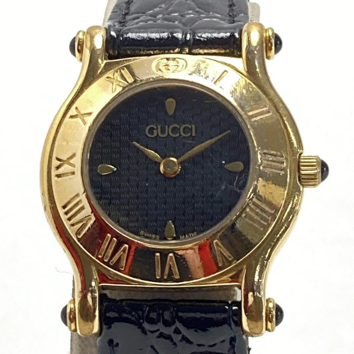 Montre femme Gucci 6500L quartz cadran noir bracelet cuir analogique du Japon occasion