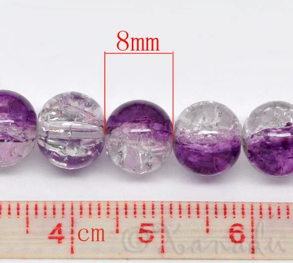 Purple Wholesale 8mm Round Crackle Glass Beads G2222 - 50, 100 Or 200PCs - Image 2 of 3