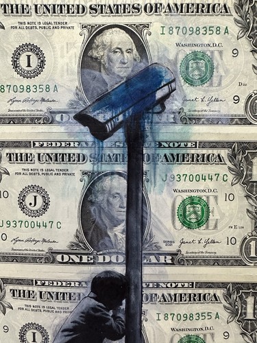 Money Street Art on Dollar Bills By Chris Boyle ‘Hide + Seek’ 1/1 + COA - Picture 3 of 9