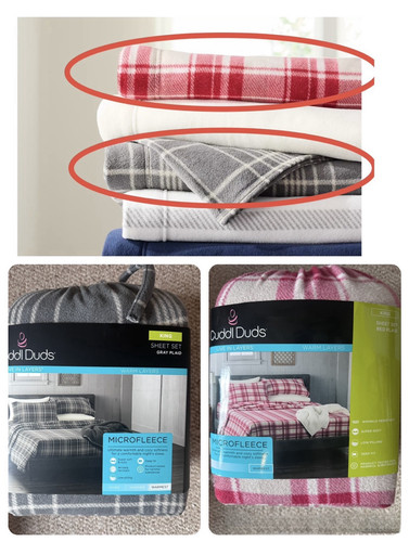 Cuddl Duds MicroFleece 4pc Sheet Set, Red or Gray Plaid, Size K, Great Price - Picture 1 of 9